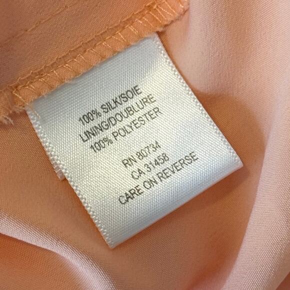 BCBG Silk Lace Eyelet Babydoll Dress Large Peach Spaghetti Strap y2k Party - Picture 11 of 15